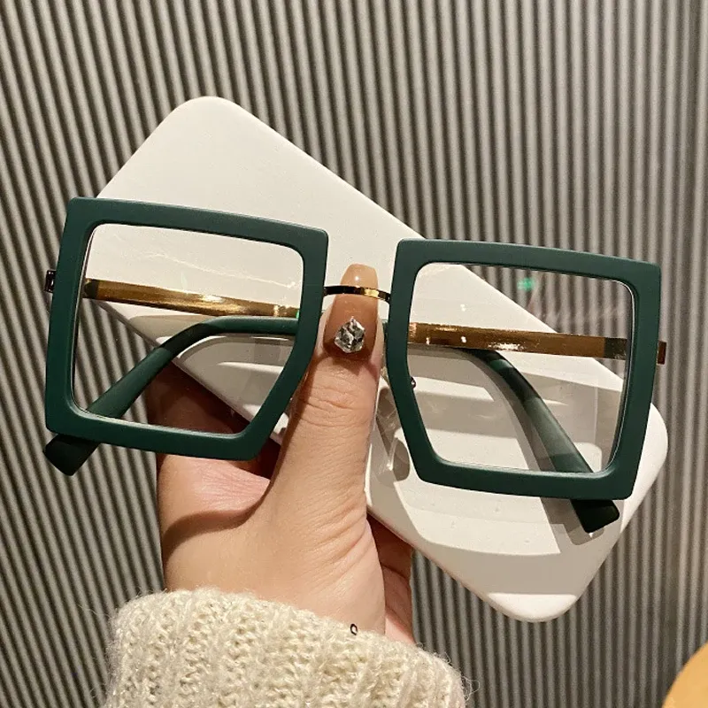 Lunettes d'ordinateur rétro surdimensionnées pour femmes, nouveau Style de grande myopie, blocage de la lumière bleue, monture carrée, lunettes de vue courtes_voghion.com