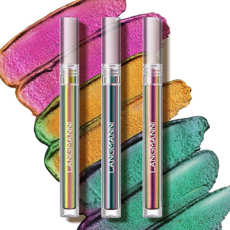 Paleta de sombras de ojos líquidas Chameleon Aurora Metallic Diamond Shiny Eyeshadow Palette pigmentada de larga duración Maquillaje cosmético_voghion.com