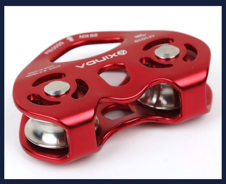 Xinda Dual-Axis Dual-Pulley Traverse Steel Cable Zipline Tree Climbing Rescue Pulley Set_voghion.com