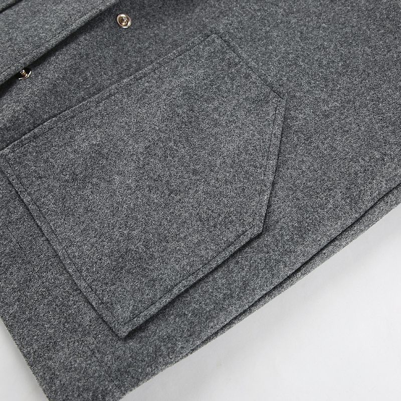 Damesmode grijze wollen jas dames design sense fashion opstaande kraag_voghion.com
