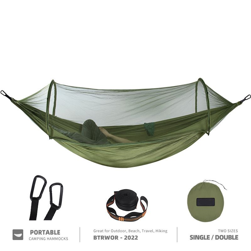 Automatic Mosquito Net, Hammock, Outdoor Anti Rollover Double Camping Artifact With Mosquito Net, Home Swing, Hammock, Nylon_voghion.com