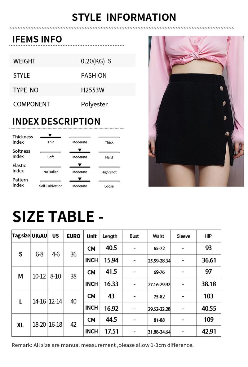 Gonna da donna con design a bottoni Elegante gonna a vita alta_voghion.com