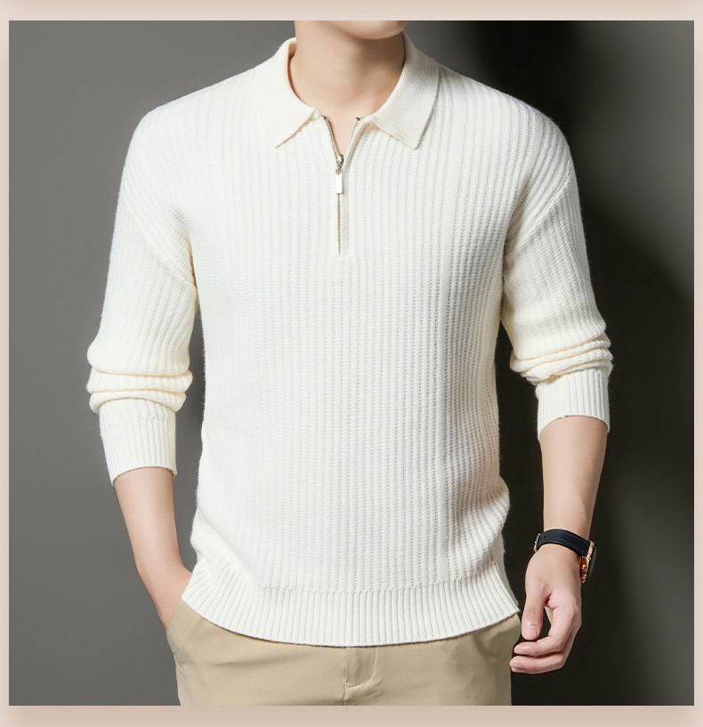 Herren-Strickpullover mit Halbreißverschluss – Stehkragen mit Zopfmuster, warm und stylisch für den Winter_voghion.com