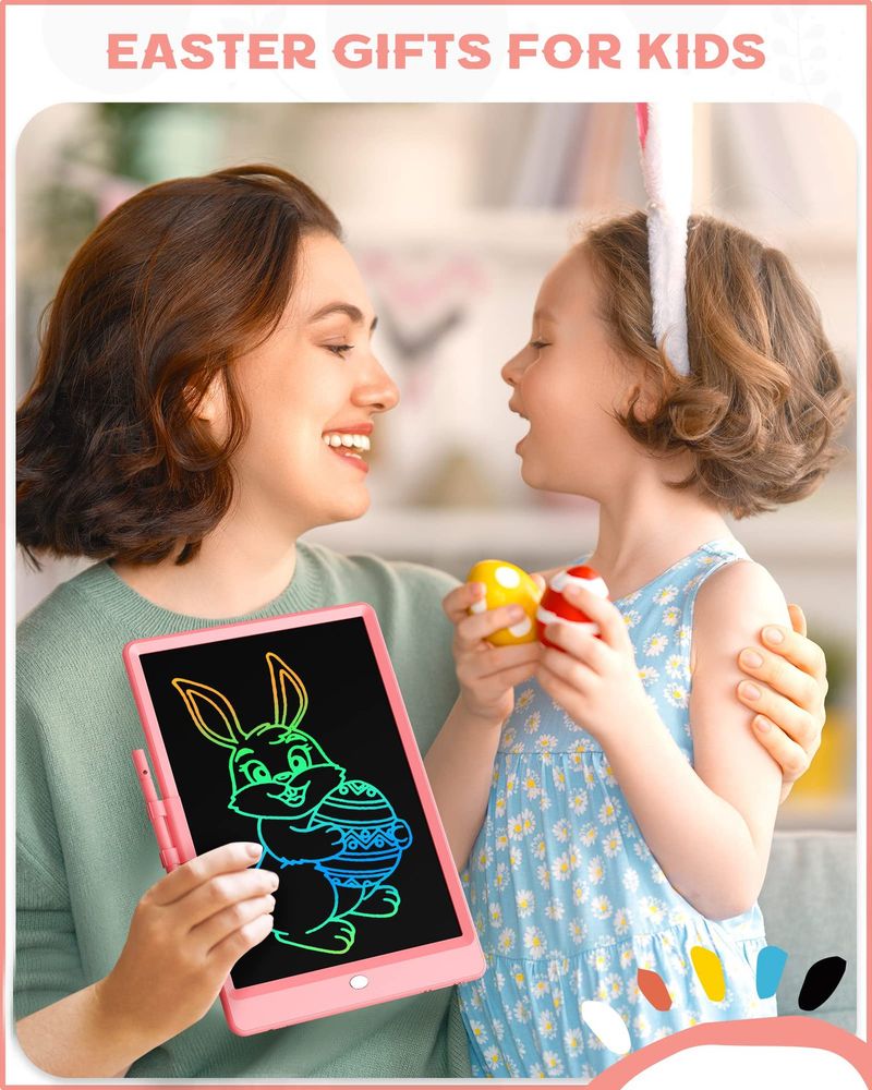 10" LCD Writing Tablet For Kids - Ultra-Bright Color Screen Drawing Board With Stylus, Erasable Digital Sketch Pad (Pink/Blue/Black)_voghion.com