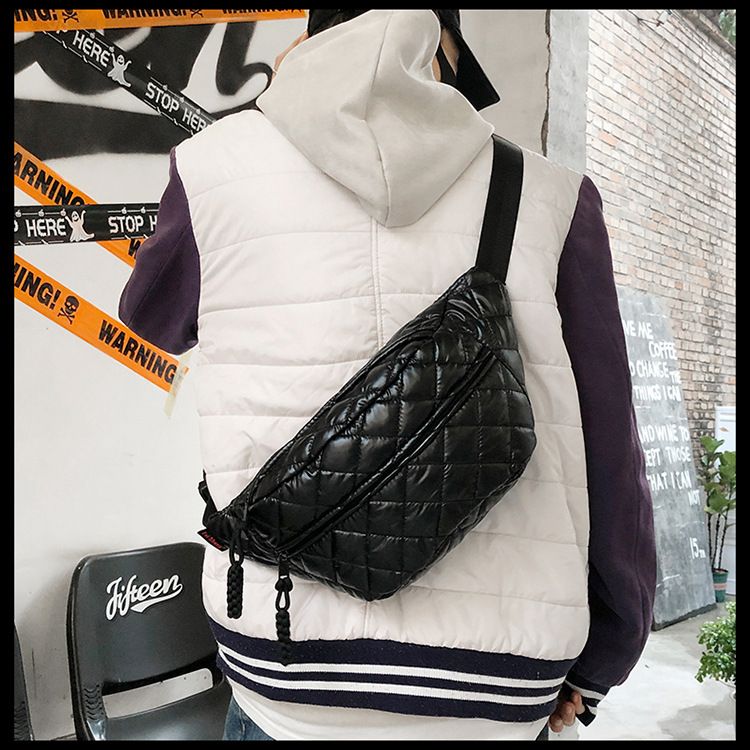Winter New Women's Waist Bag Large Capacity Cotton Coat Crossbody Bag Fashion Waist Bag Diamond Embroidery Couple Chest Bag_voghion.com