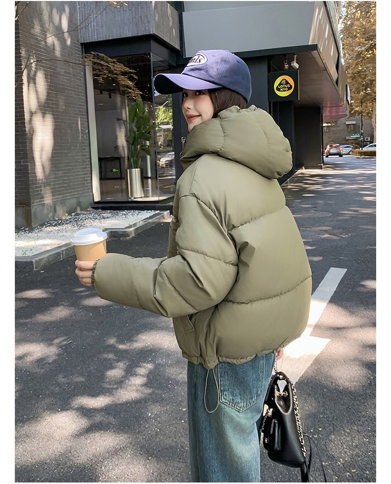 2024 New Live Streaming Student Thick Women's Short Stand Collar Bread Robe Cotton Jacket Autumn/Winter Loose Warm Coat_voghion.com
