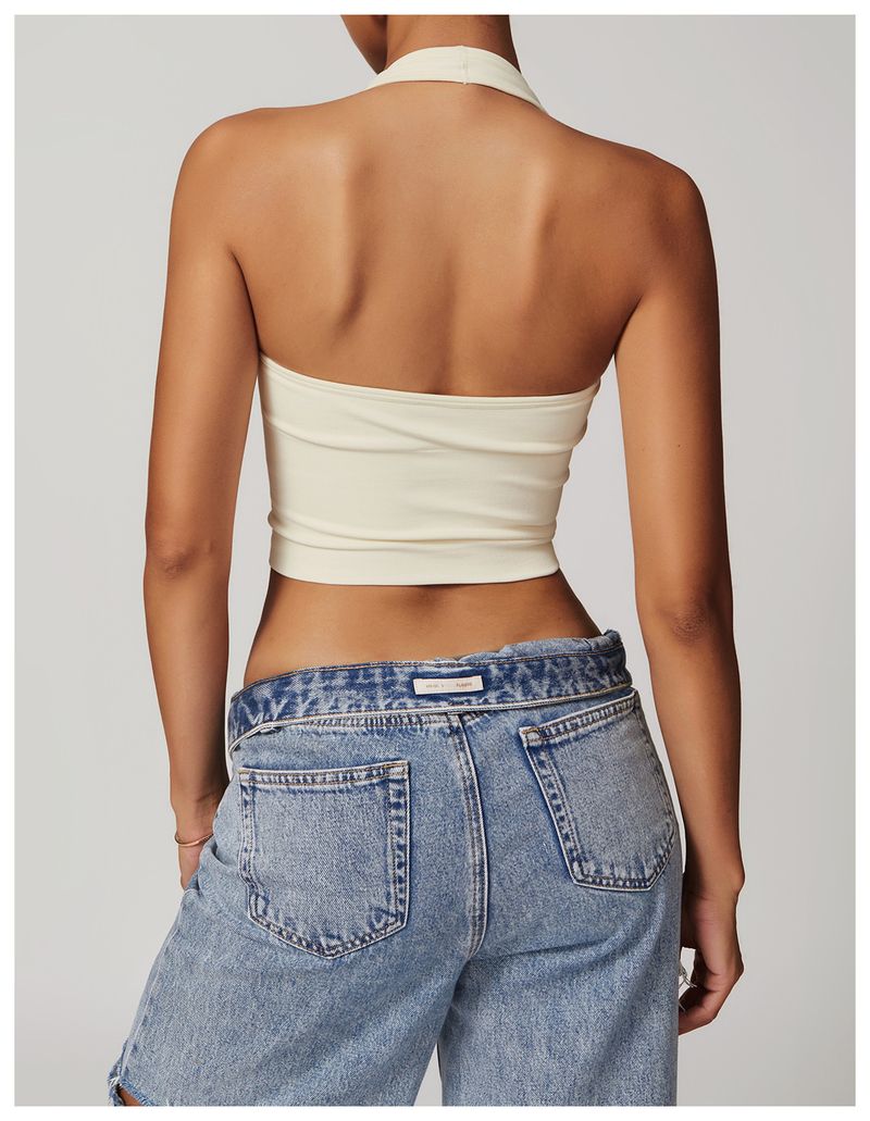 Roupas femininas Respirável Halter Neck Lindas Costas Yoga Sutiã Sem Costura Roupa Interior Esportiva Feminina Verão À Prova de Choque Fitness Top 7725_voghion.com