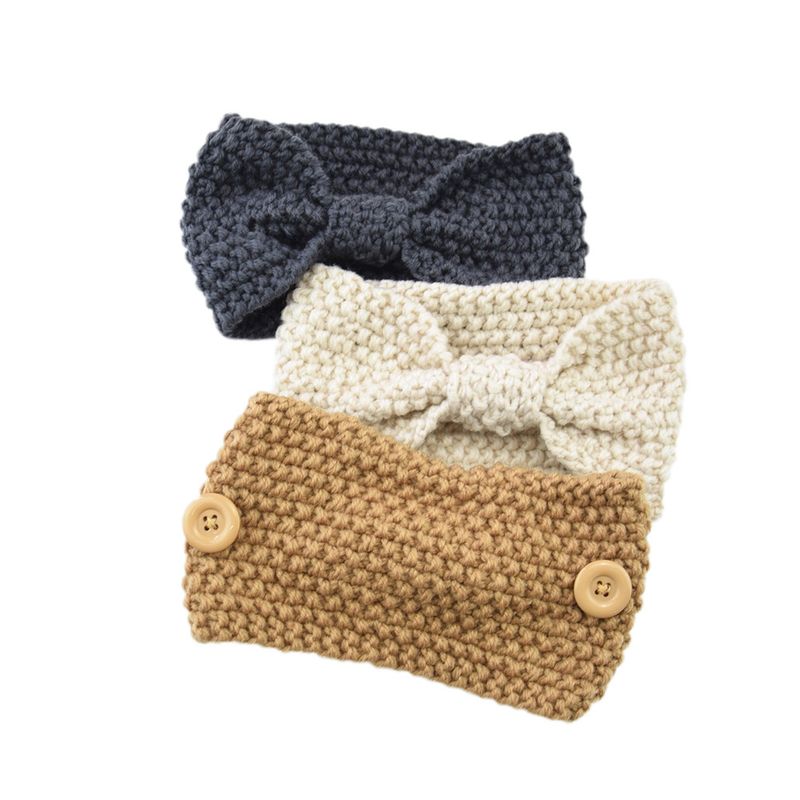Mask Anti-Strangle Button Knitted Corn Kernel Bowknot Yarn Sports Ear Protection Headband_voghion.com