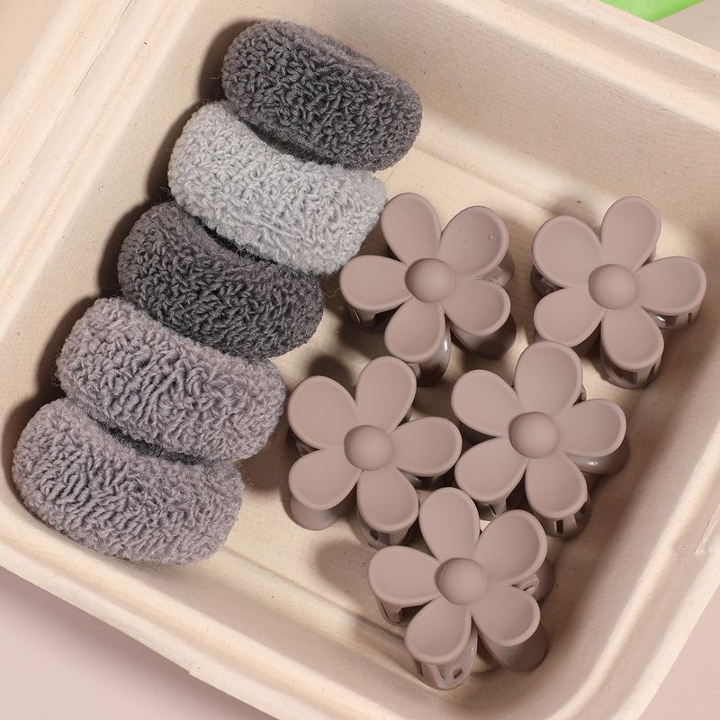 Süßes, mädchenhaftes, breites Handtuch-Haargummi – Hochelastisches, nicht beschädigendes, halb hochgestecktes Haargummi für den Hinterkopf + süßes Haarklammer-Set_voghion.com