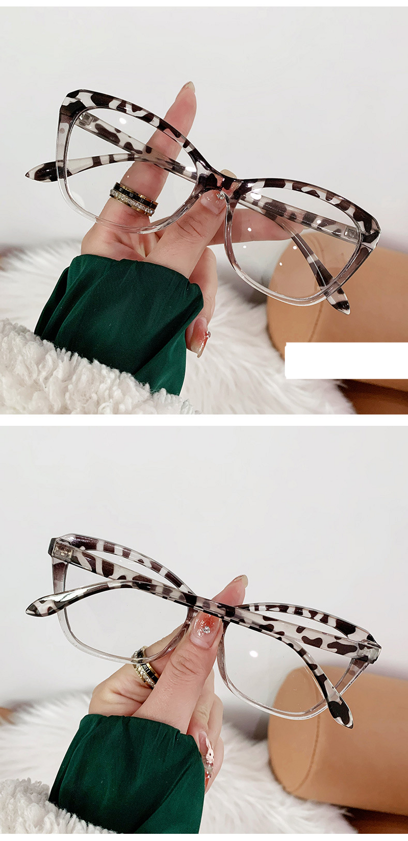 Lunettes unisexes à la mode, anti-bleues, à changement de couleur, verres plats œil de chat avec monture amincissante_voghion.com