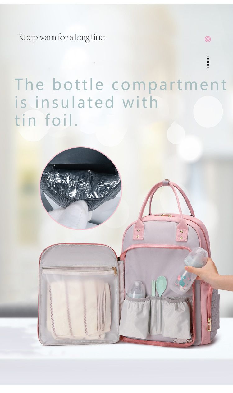 20L Wickeltasche Tragbare multifunktionale Mutter- und Babytasche Modische Stickerei Große Kapazität Wickeltasche Wasserdichter Rucksack_voghion.com