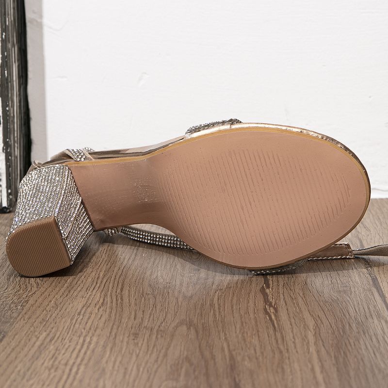 pantofi dama negru stil nou strasuri gros toc inalt catarama moda in aer liber sandale sexy cu toc inalt_voghion.com