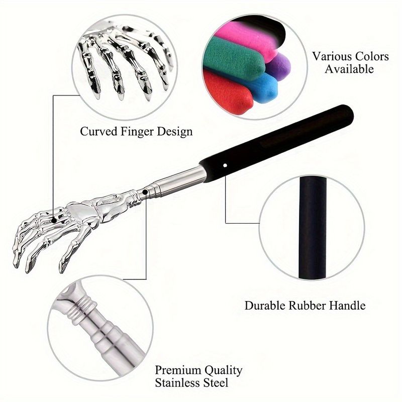 Portable Extendable Back Scratcher Stainless Steel Telescoping Back Scratcher For Both Human And Pets Extendable Back Massager_voghion.com