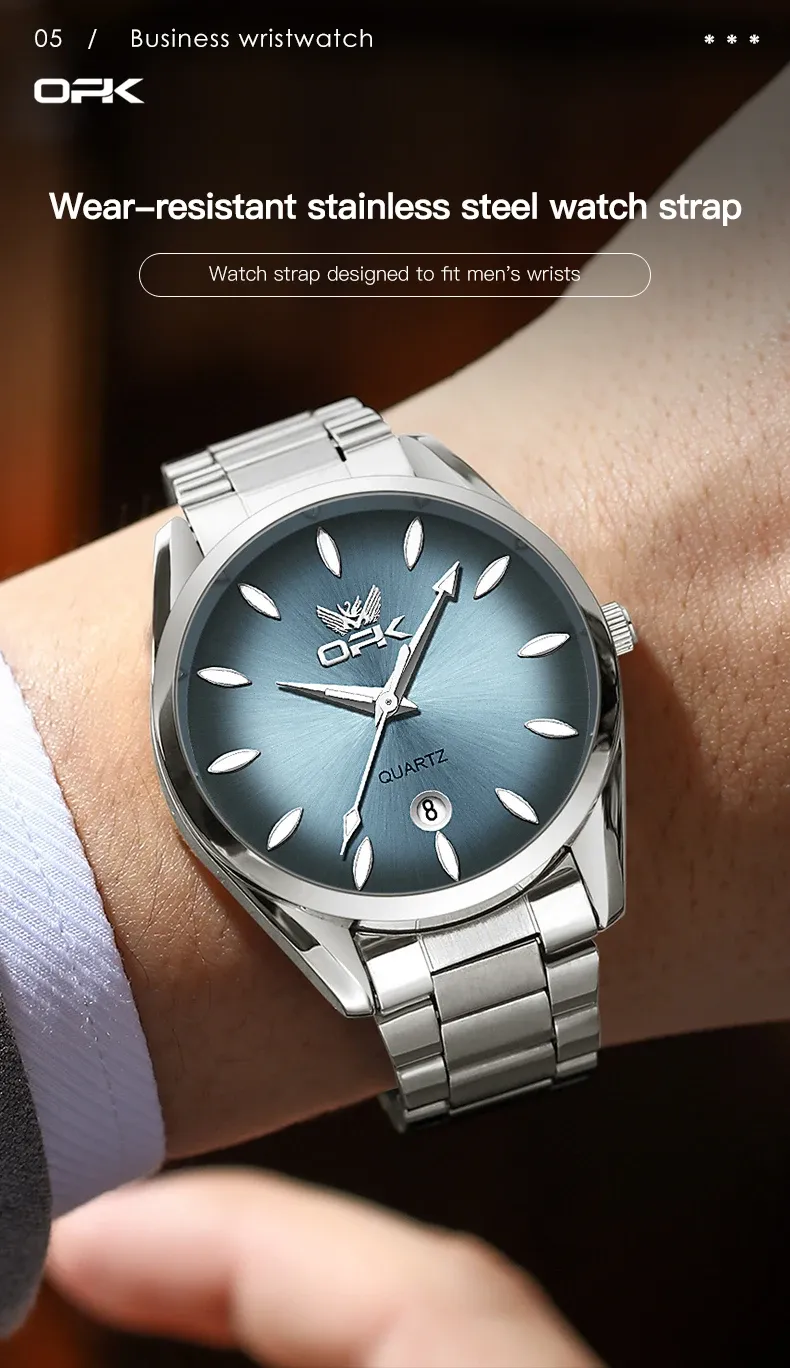 OPK Mens Watch Quartz Watch Waterproof Luminous Stainleess Steel Watches For Man Automatic Date Watch With Box_voghion.com
