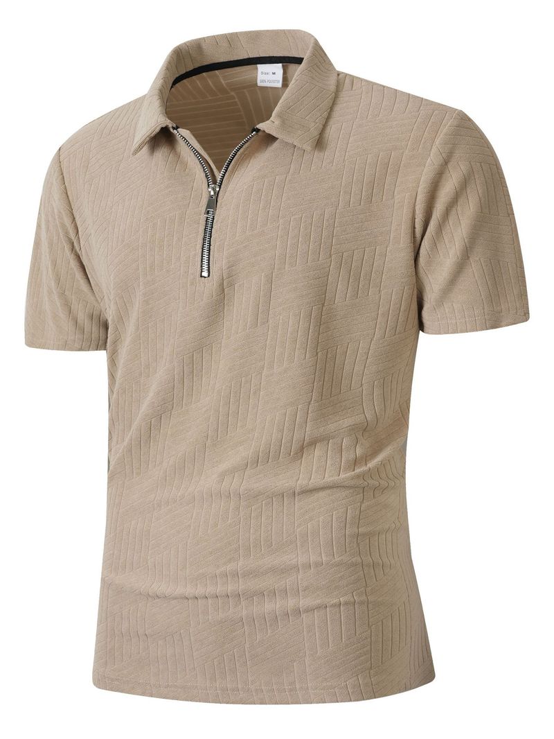 Summer New European And American Men's Polo Shirt Short Sleeve Button T-shirt Loose Jacquard Top Tees Shirt Men's Fashion_voghion.com