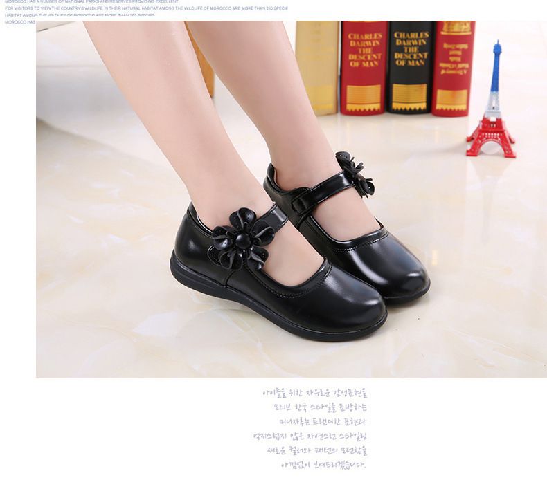 Schuhe für mittlere und große Kinderschuhe für Mädchen, schwarze Prinzessinnenschuhe 2024, Lederschuhe, koreanische Version für Leistungsstudenten_voghion.com