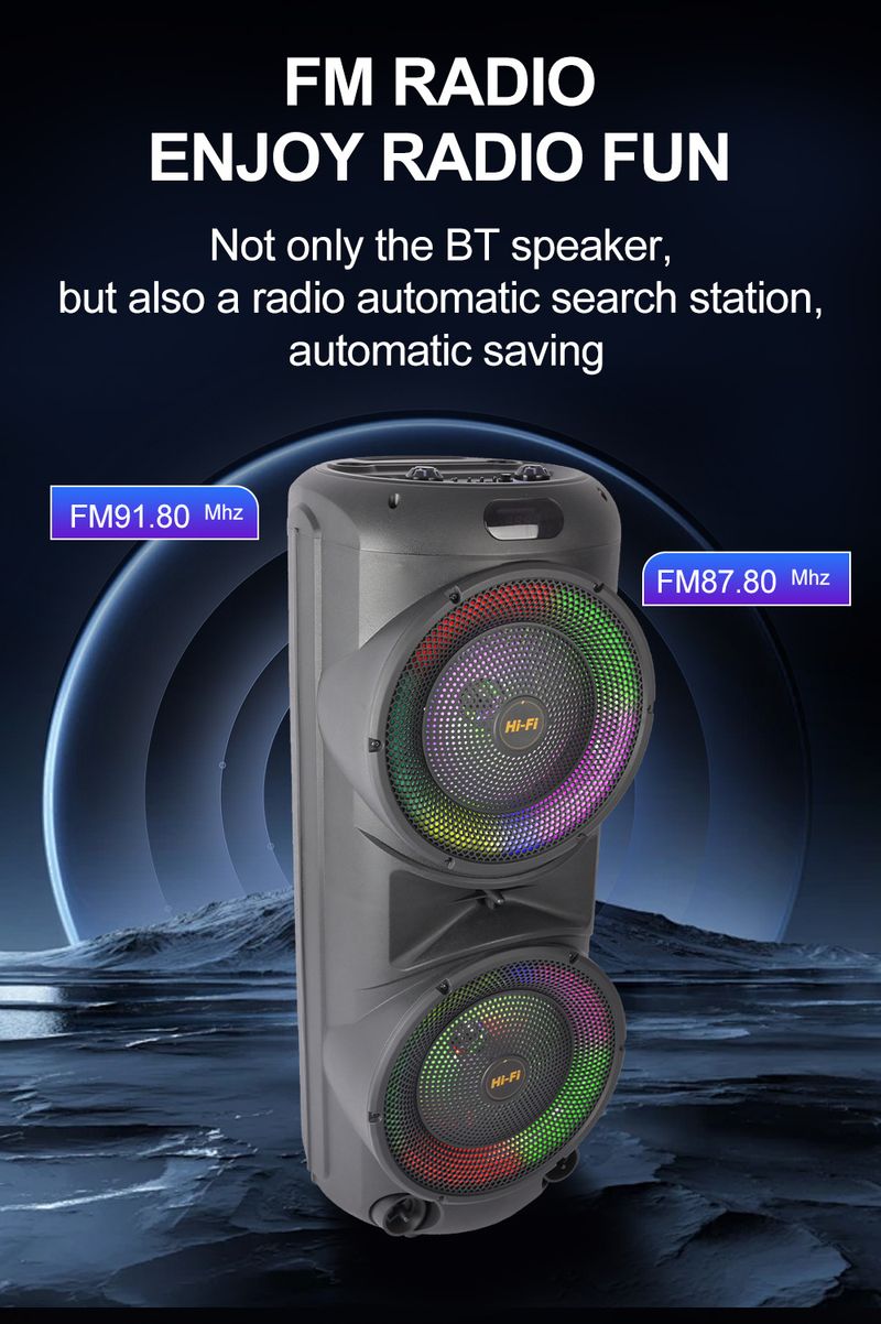 ZQS12206 Dual 10-inch Square Dance Speaker Bass Wireless Microphone Bluetooth Speaker_voghion.com