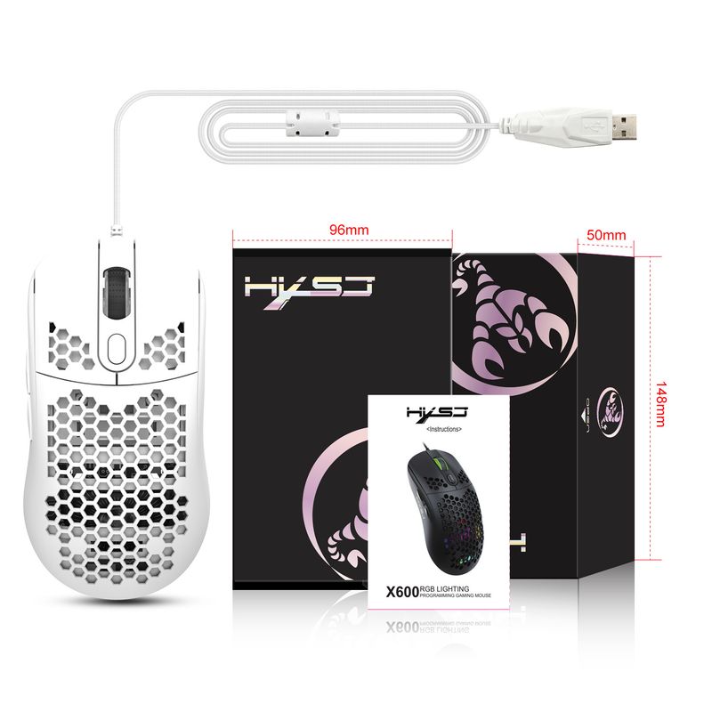 New hollow hole design, lightweight wired gaming mouse, macro programmable, 8000 dpi adjustable_voghion.com