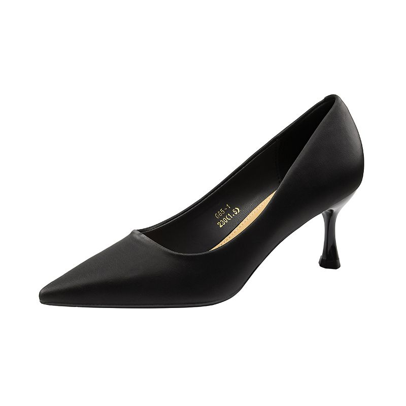 Tacchi alti in morbida pelle, scarpe singole a punta con tacco piccolo in stile francese, scarpe da donna_voghion.com