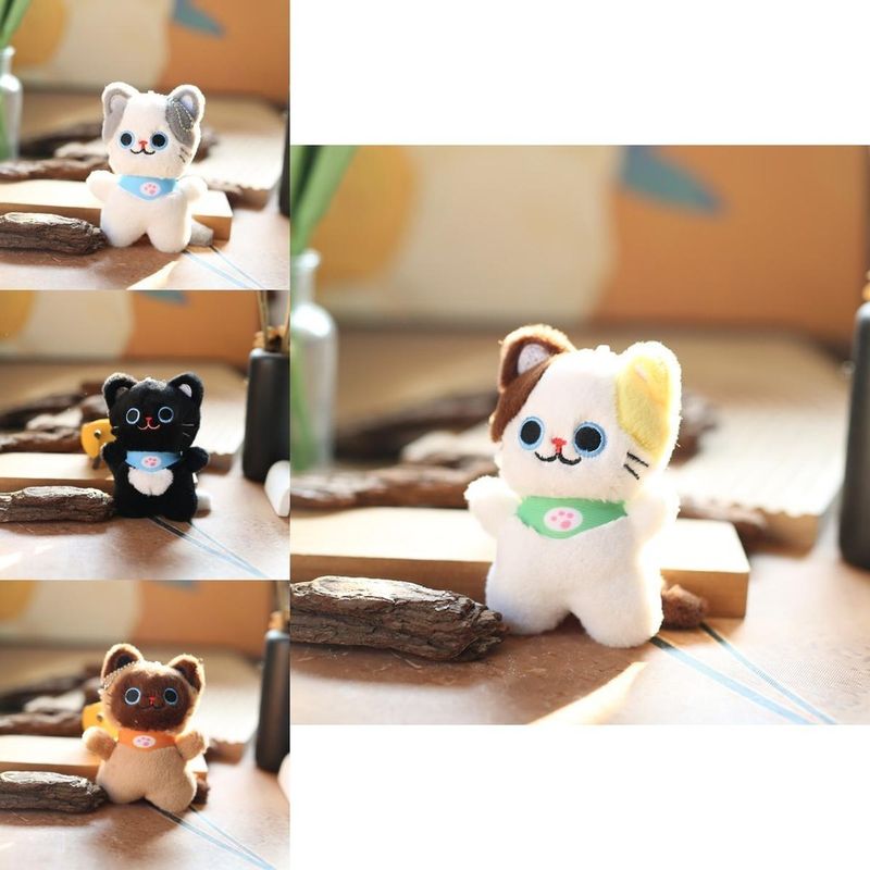 Kitten Adorable Plush Cute Toy Keychain Soft Stuffed Animal Charm Doll Bag_voghion.com