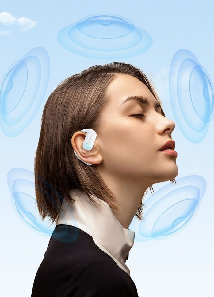 Auricolare Bluetooth 5.4 universale con gancio auricolare singolo girevole senza fili, batteria a lunga durata, a sinistra e a destra_voghion.com