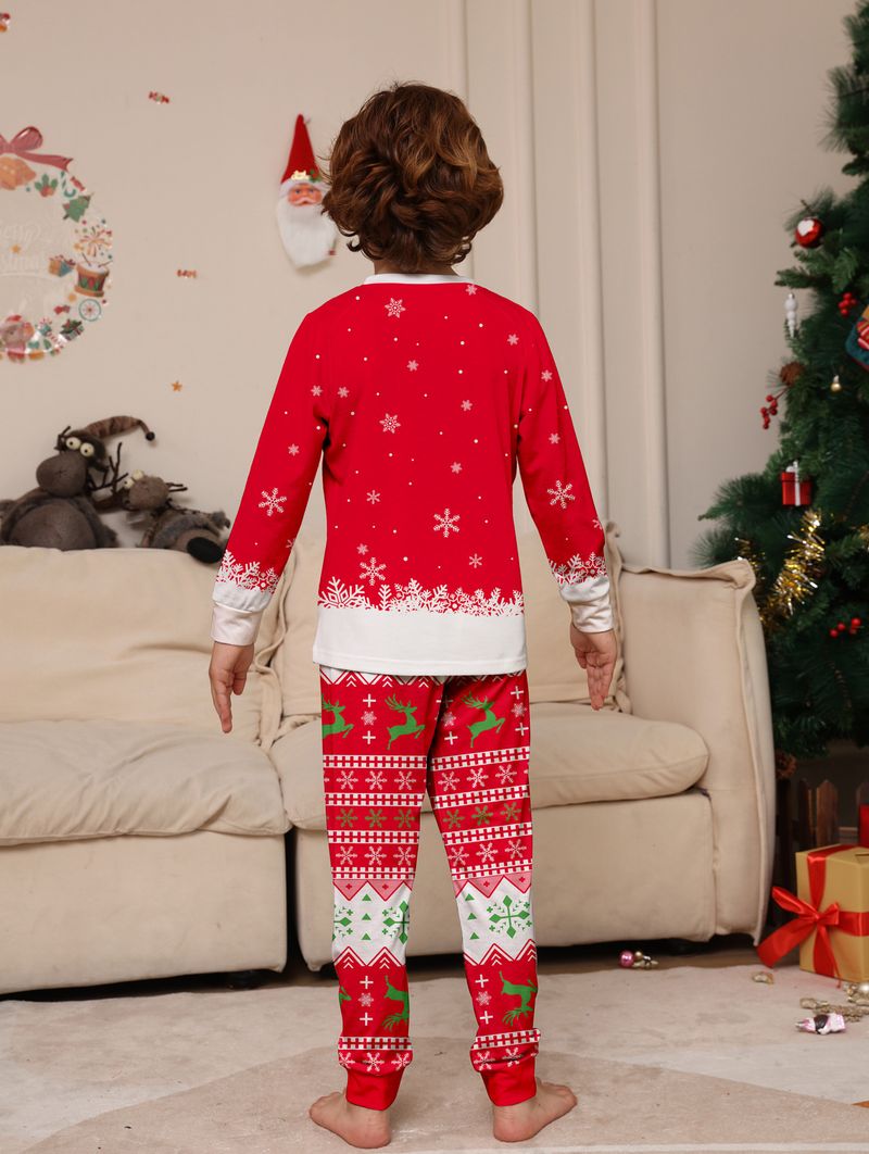 Christmas Red Parent Child Outfit Independent Station New Fat Deer Head Cartoon Suit Holiday Pajamas Home Clothes_voghion.com