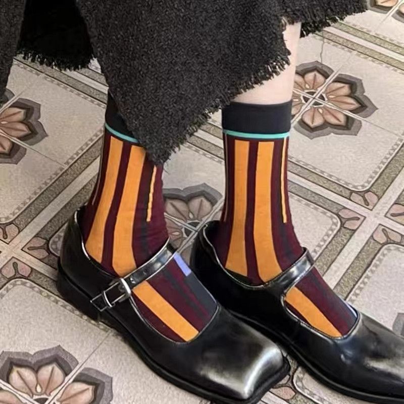 Tide brand color splicing personalized socks dancing sports cloth label medium tube cotton socks_voghion.com