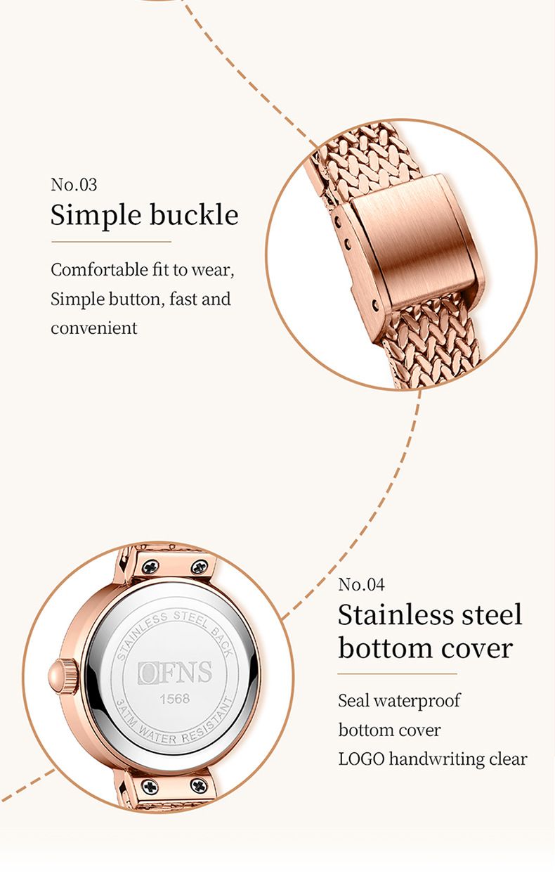 Women's Minimalist Luxury Round Face Quartz Watch With Wheat Grain Pattern, Waterproof, Mesh Strap, Elegant Small Dial Women's Watch_voghion.com