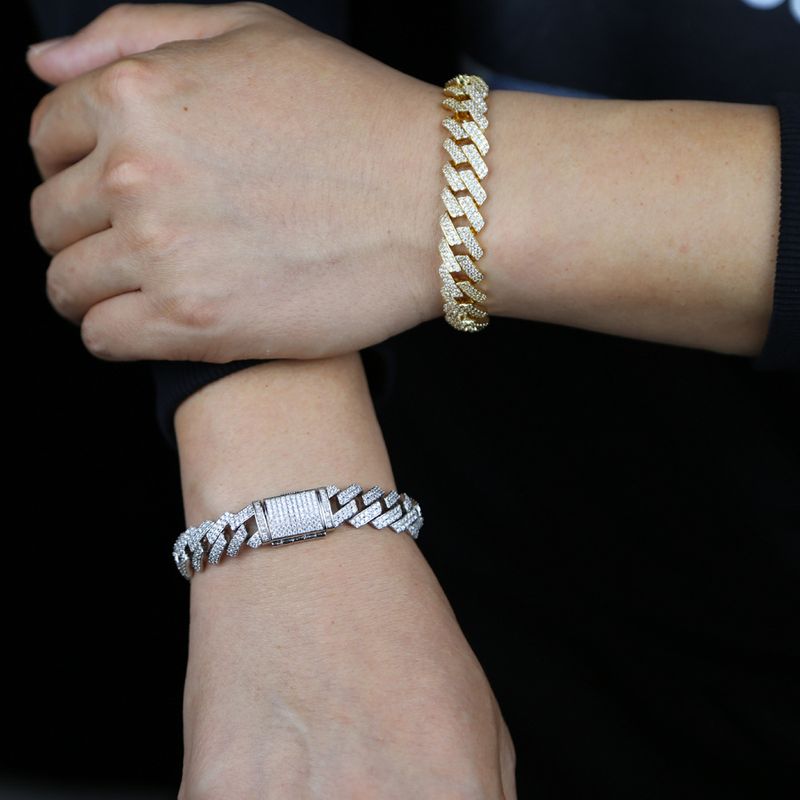 Men's Jewelry Hip Hop Cuban Chain 12mm Double Row Zircon Chain Cuban Chain Men's Hip Hop Bracelet_voghion.com