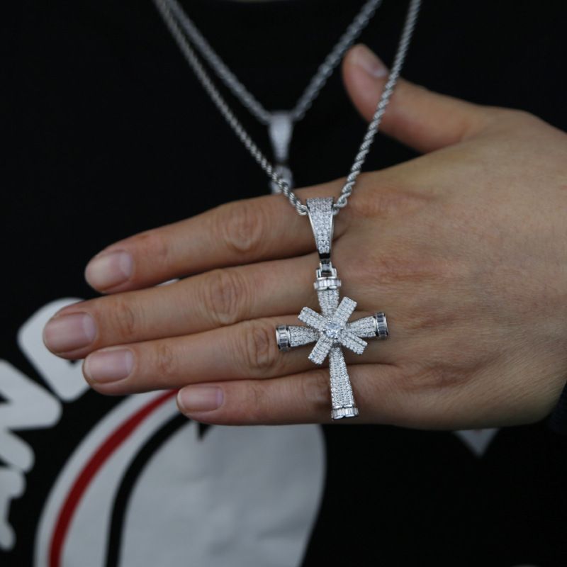 Herrenschmuck Kreuzanhänger Kann Drehen Rap Hip Hop Trend Hip Hop Halskette Schmuck_voghion.com