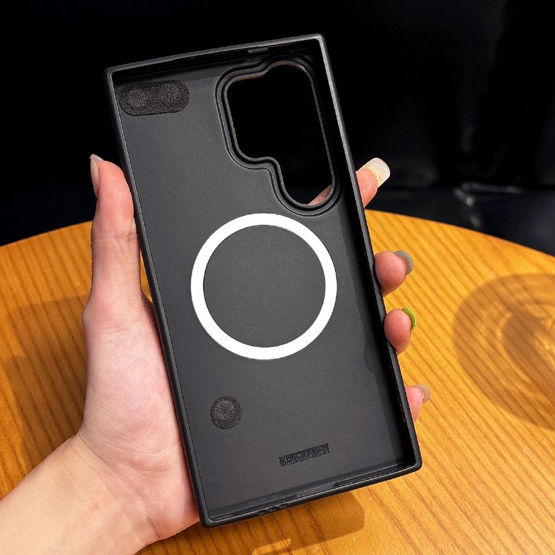 Custodia in pelle con trama in pelle di serpente per Samsung S25 Ultra S24 Plus, custodia in silicone morbido con ricarica wireless magnetica_voghion.com