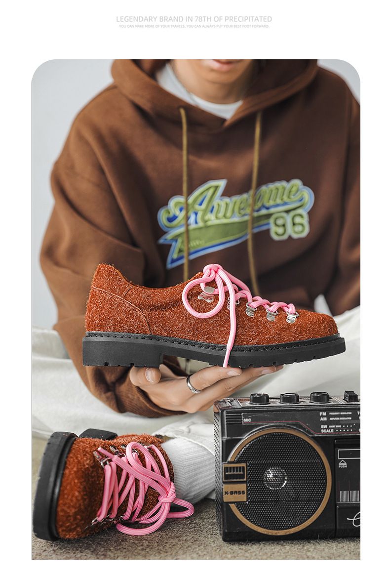 Men's Casual Streetwear Derby Shoes With Thick Sole & Color Blocking Design - Comfortable For Business & Outdoor Wear_voghion.com