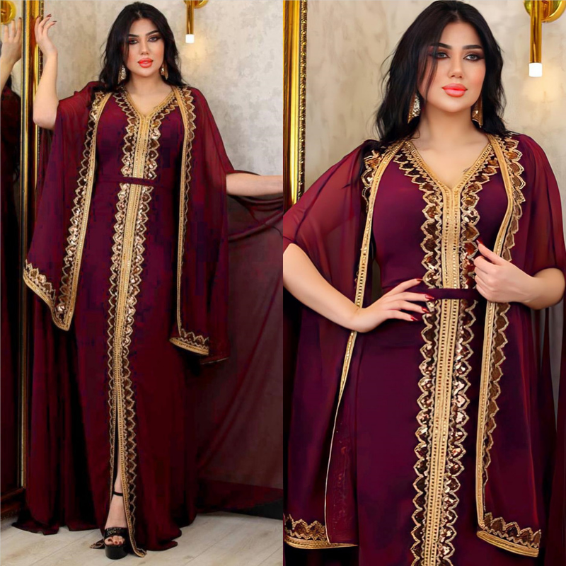 Naisterõivad Moslemi Abaya Naiste litritega kleit ülikond Šifoonist kaheosaline kleit Cape Robe_voghion.com