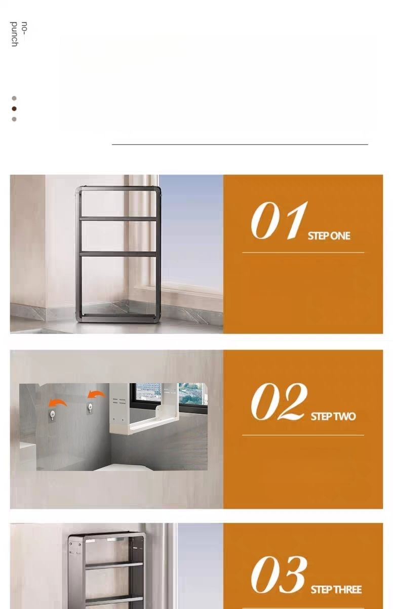 Kitchen Multifunctional Layered Rack Wall-Mounted No-Drill Adjustable Hanging Spice Storage_voghion.com