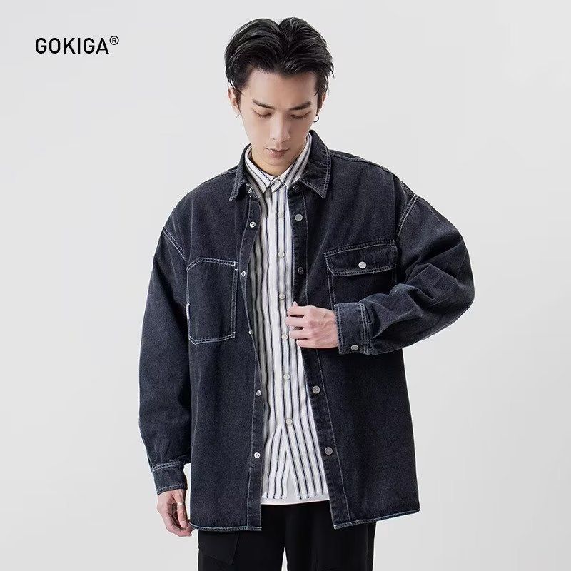 Chemise en jean à manches longues pour homme, idéale en toutes saisons, style décontracté américain, style rétro, simple et décontracté, pour jeunes hommes, Tide Six_voghion.com