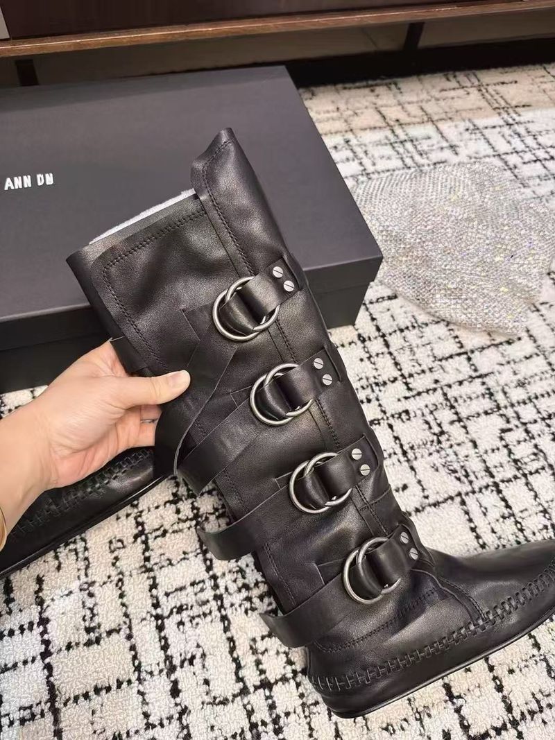 Damen Boxstiefel Rindsleder Neue Gürtelschnalle Weiß Boxen Für Frauen Echtes Leder Abnehmen Hohe Rohr Reiten Western Lange Stiefel_voghion.com
