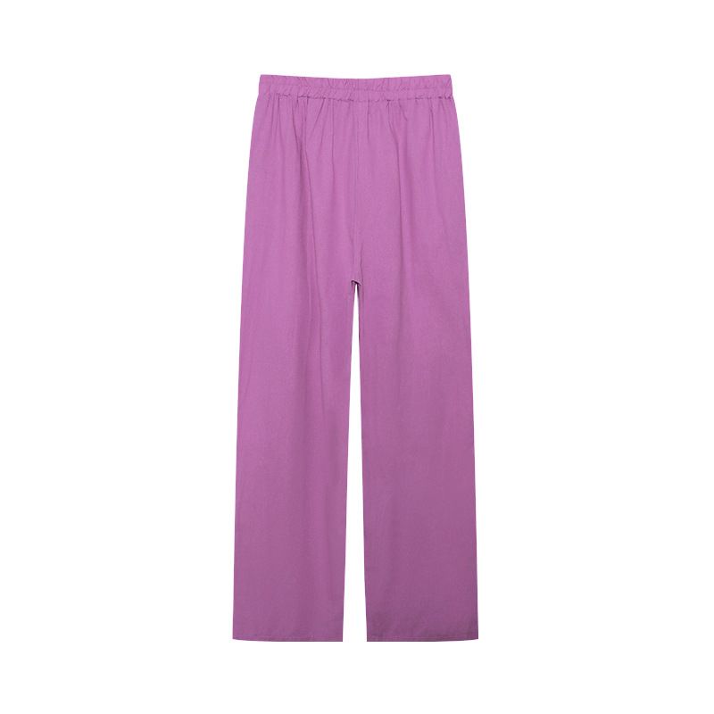 Damenbekleidung Zweiteiliges Set für Damen mit langärmeligem Revers und lässigem Frühlings- und Herbstanzug in einfarbiger Hose mit weitem Bein_voghion.com