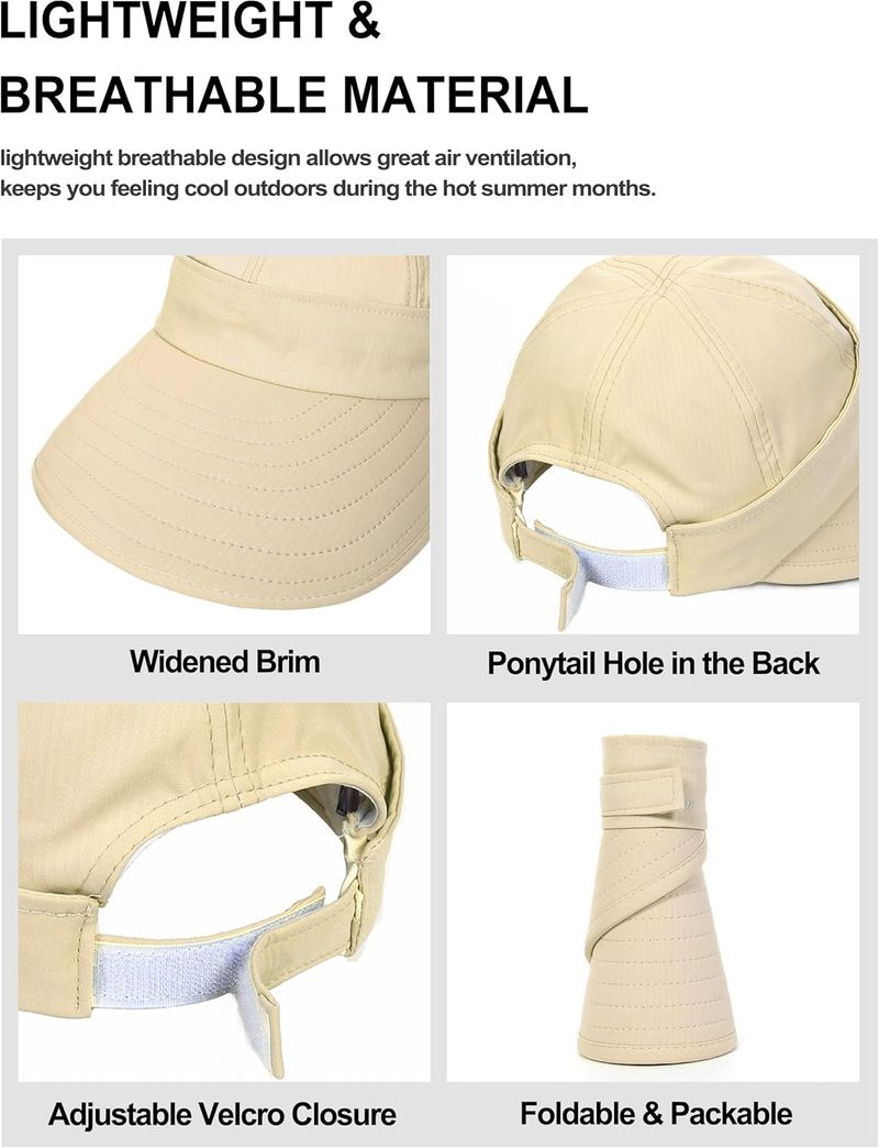 Sun Hats For Womens Wide Brim Visor UV Protection Dual Purpose Hat For Beach Summer Packable Cap_voghion.com
