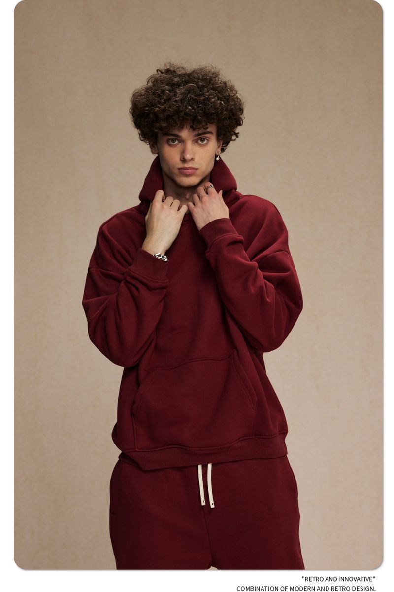 Felpa con cappuccio oversize da uomo in pile con tessuto anti-pilling da 400 g/m², felpa streetwear per l'inverno (disponibile in 12 colori)_voghion.com