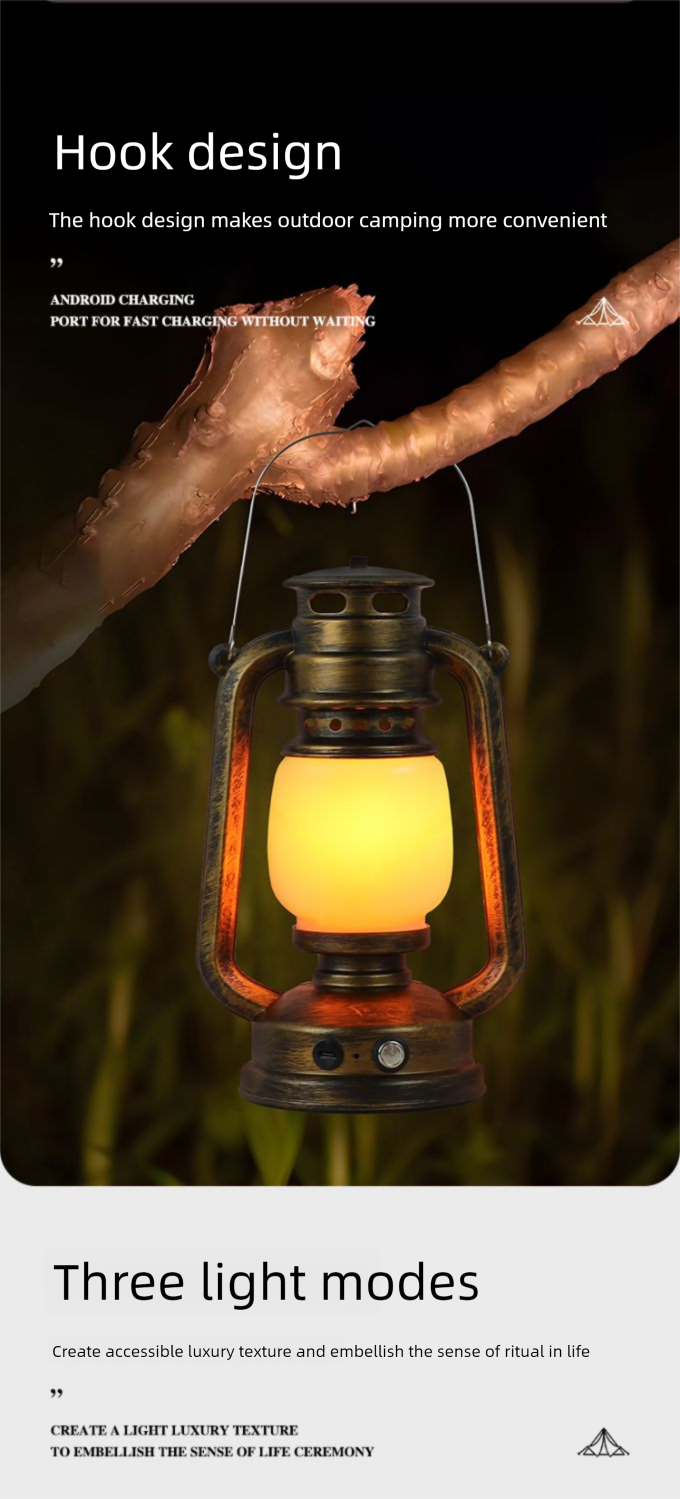LED Rechargeable Bar Creative Qingba Decorative Table Iron Art Outdoor Camping Kerosene Lamp Lantern_voghion.com