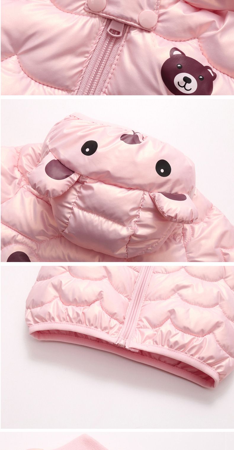 Completo invernale unisex per neonati e bambini piccoli - Giacca in pile con stampa orso, lavabile, con cappuccio (80-120 cm, 8 colori)_voghion.com