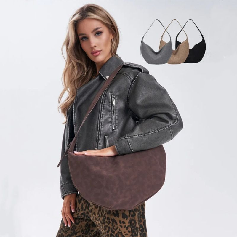 Bolso de hombro vintage para mujer: bolso bandolera de piel sintética de gran capacidad con cierre de cremallera, diseño clásico acolchado para uso diario._voghion.com