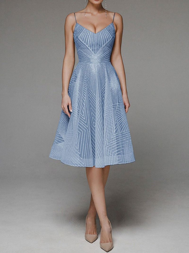 Rochie lungă de damă Rochie fără mâneci cu bretele brodate sexy_voghion.com