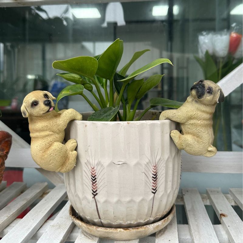 Children's Solid Simulation Animal Model Mini Bulldog Set Resin Pet Dog Cute Ornament_voghion.com