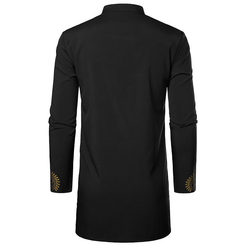 Herre Casual Fashion Bronzed Pullover skjorte Tuten Lang skjorte Muslin Lige skjorte_voghion.com