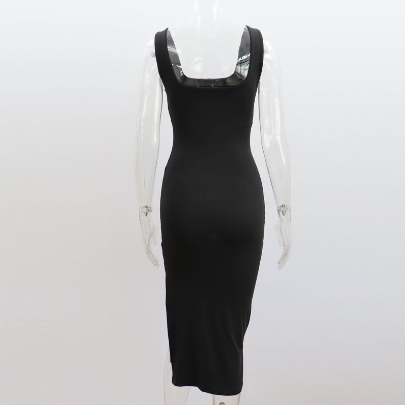 Women's solid color sleeveless dress_voghion.com