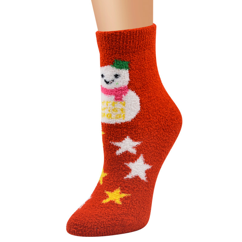 Calzini da donna Calza di Natale Calza di Natale da donna Le nuove calze da donna di Babbo Natale in velluto corallo_voghion.com