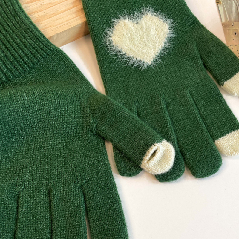 Teléfono de invierno para mujer, de color sólido, abierto, con pantalla táctil, tejido de lana gruesa, cálido, moderno, edición coreana_voghion.com