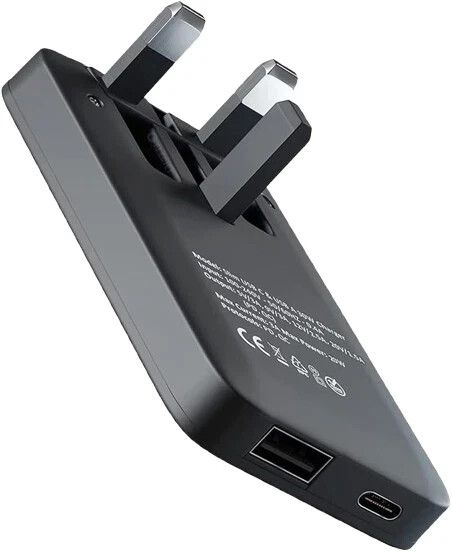 20W Ultra Slim Fast Charger Plug, USB C PD & USB-A QC, Folding Pins, Dual Ports_voghion.com