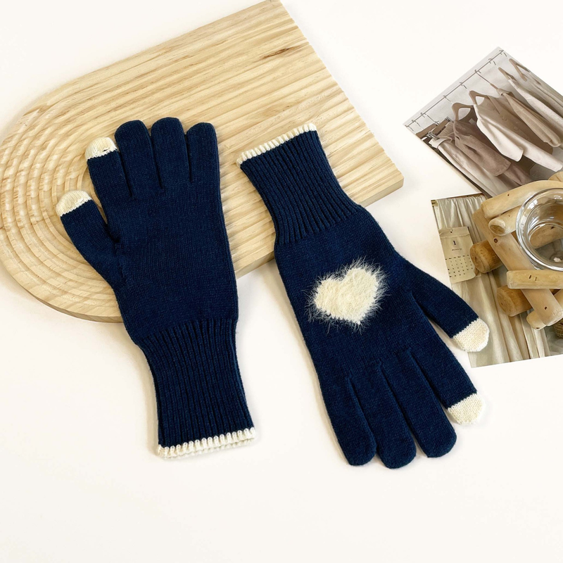Teléfono de invierno para mujer, de color sólido, abierto, con pantalla táctil, tejido de lana gruesa, cálido, moderno, edición coreana_voghion.com